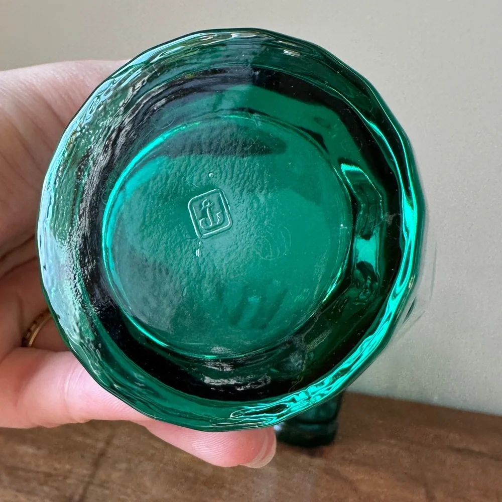 Anchor Hocking Essex Sea Glass Green Glasses Set of 4 Hexagon Tumblers Cups MCM